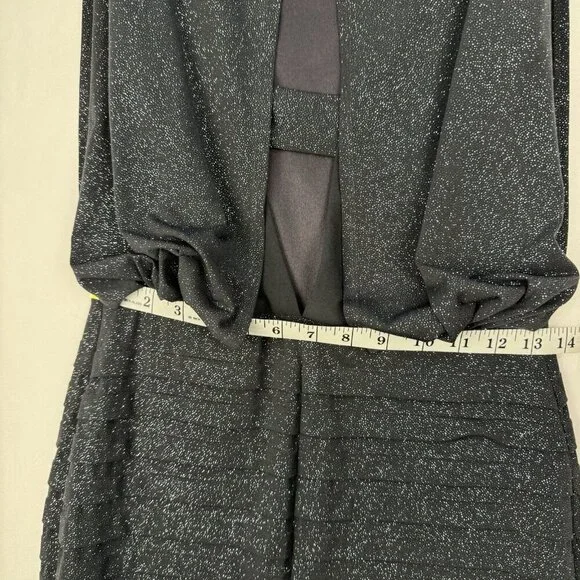 Xscape Sexy Mini Cocktail Dress Charcoal Glitter Cutout Back Bodycon Lined SZ 4 - Picture 10 of 16